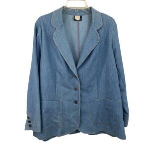 Vintage Koret City Blues Denim Blazer Two Button Pockets Womens Size 12 (42)